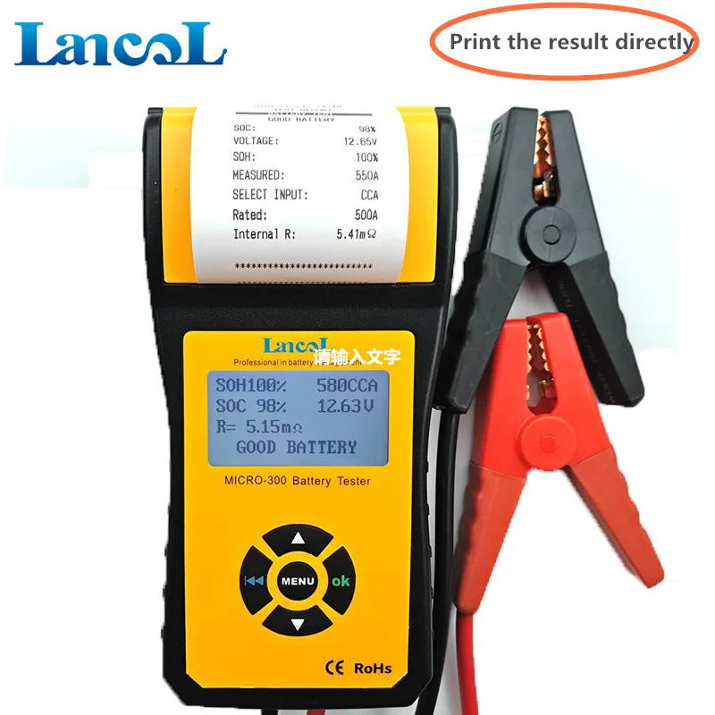 Lancol Micro-300 Battery Tester And Voltage Meter Tools 12V Battery Capacity Tester With Printer Automotive Alternator Printer