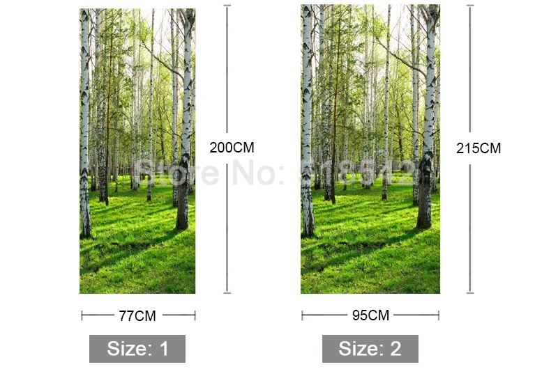 3D дверная наклейка Зеленый Лес Дерево Настенные обои для дома двери гостиной DIY дверная наклейка s ПВХ самоклеющиеся виниловые дверные обои