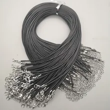 Fecho de joias de 2mm, fecho para colar, corda de cera e couro, pingente de cordão preto, 50 pçs/lote grátis