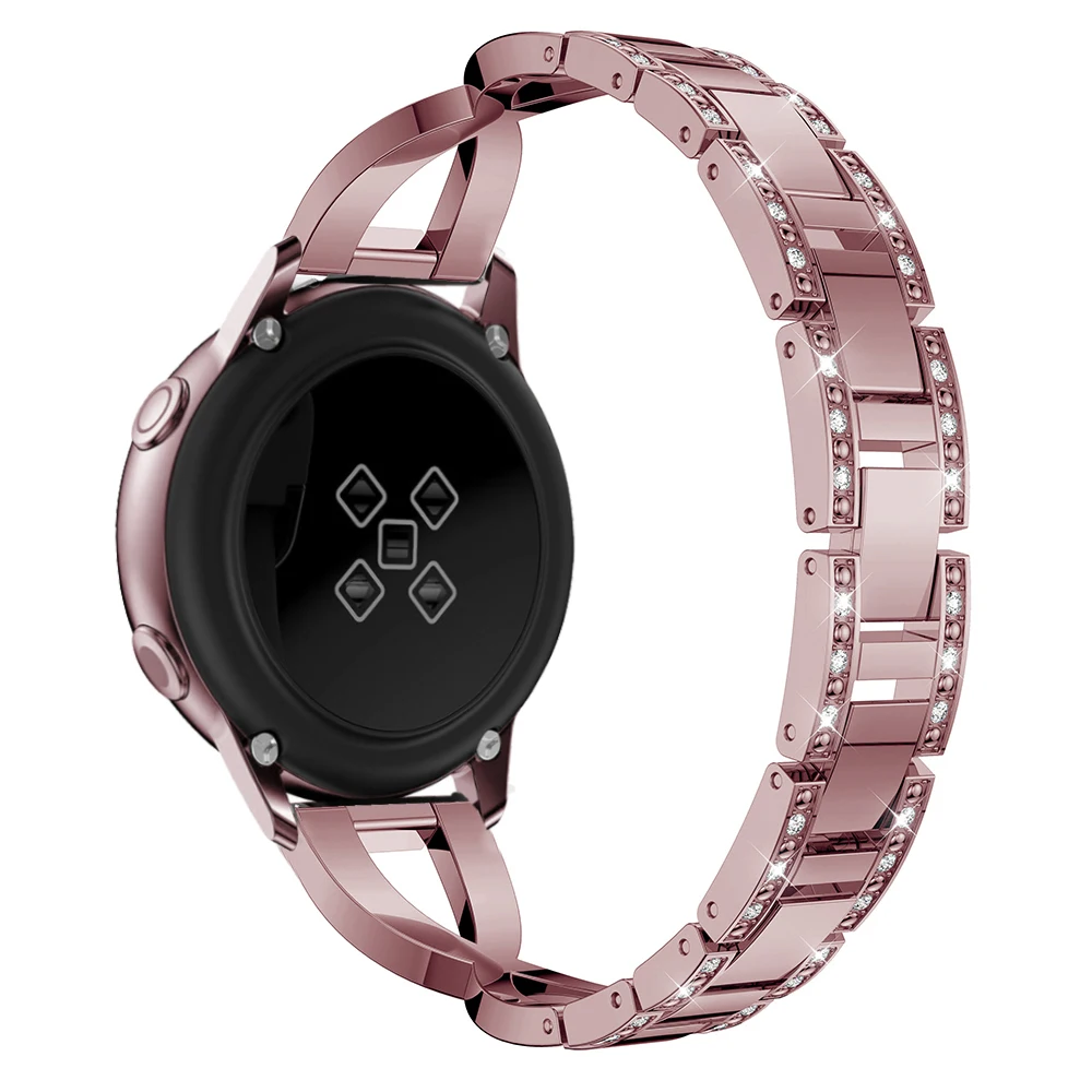 Ремешок для часов 20 мм для samsung Galaxy Watch Active 42 мм для gear S2 умный ремешок для часов с металлическими Стразы сменный Браслет