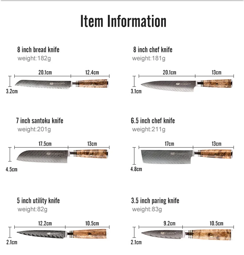 Chef Knives set AUS-10 Damascus Steel Knife - types | Cook Busters