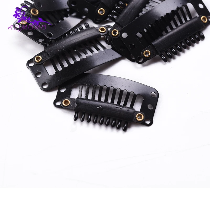 100pcs/pack 3.2cm Black Wig Clips For Weft Weaving Hair 9 Teeth Wig