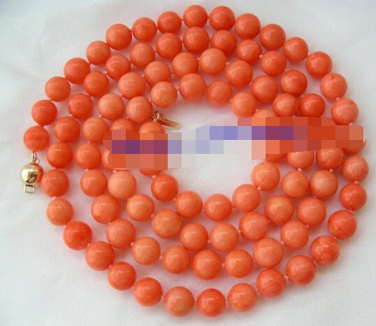 

Miss charm Jew1377 stunning long 35" 9mm round crude pink coral necklace