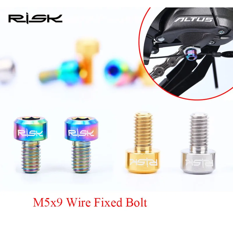 

RISK 2PCS M5x9 mm Bicycle Rear Derailleur Bolt Titanium Alloy Mountain Bike Front Derailleur Cable Inner Wire Housing Screws