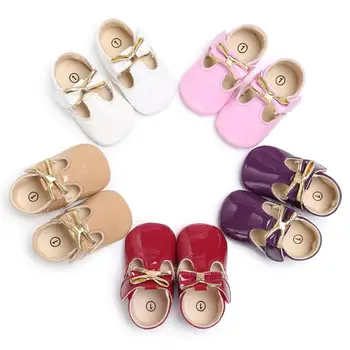 

2018 Popular Cute Bowknot Crib Prewalker Baby Girl Faux Leather Princess Anti-Slip Soft Shoes