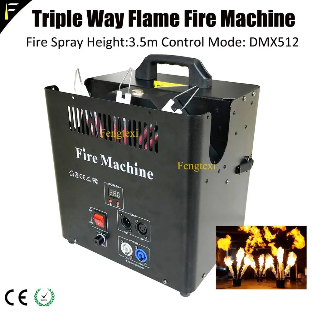 Fonte de Chama de Fogo Fogo sem Fumaça Chama de Ignição Controle para Night Jet com Dmx512 Palco dj 3 m sem Fumaça Cabeça Triplo Fogo Máquina 3 Club