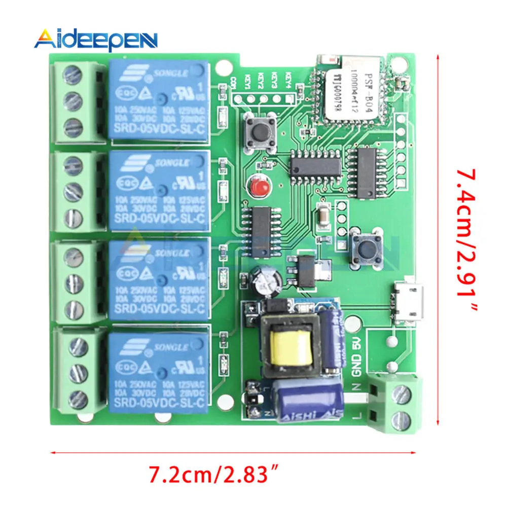 220V 4 wifi реле канала модуль с помощью приложения на телефоне Беспроводной дистанционного Управление WI-FI переключатель пробежку с встроенной функцией спуска затвора блокировки 433 м для смарт-Приспособления