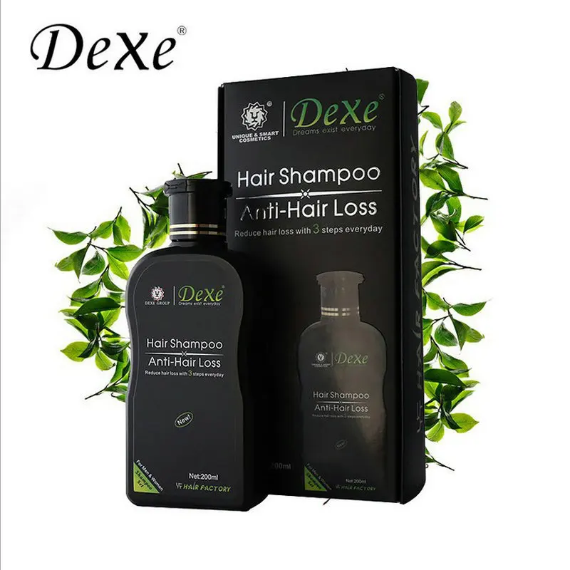 2 PCS 200ml Dexe Black Hair Shampoo Anti Hair Loss Chinese Herbal