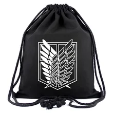Drawstring Bag of Anime Attack On Titan String Backpack Men Women Shoulder Bag Sport Storage Bag