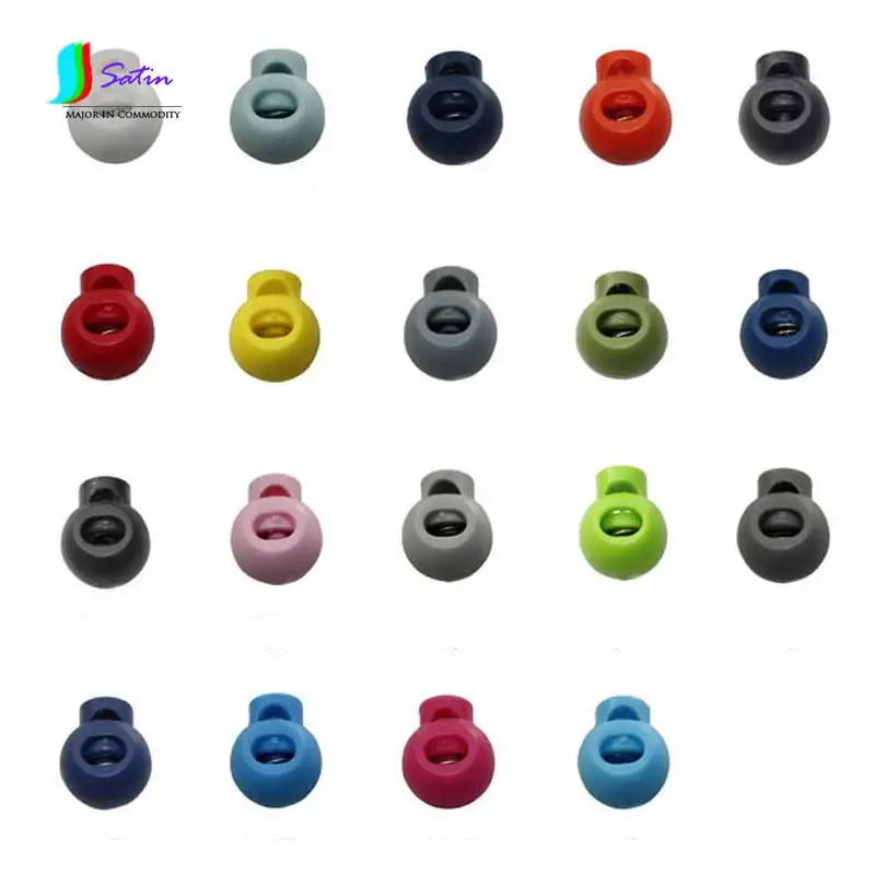 Hot Wholesale Colorful Spring Loaded Plastic Round Toggle Stopper Cord
