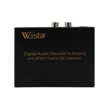 Wiistar Digital Audio Decoder to Analog With SPDIF/Toslink 3X1 Switcher Support real 5.1 audio decoder, optical fiber input