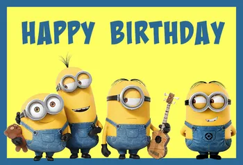 

custom yellow minions happy birthday baby child photo background photography backdrops quality vinyl
