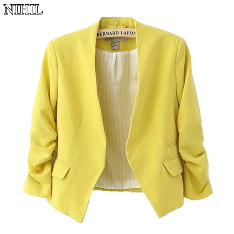 

Women Blazers And Jackets 2018 Spring New Fashion Candy Color Slim Short Design Blazer Suits Ladies Blaser Feminino Work Wear
