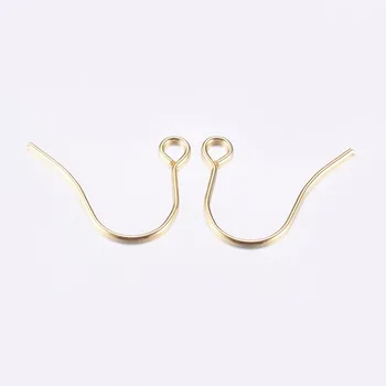 

100pcs 18x18x0.8mm 304 Stainless Steel Earring Hooks Jewelry Making Accessories, Golden, Hole: 2mm; Pin: 0.8mm