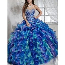 Vestido/халат с милым вырезом, на шнуровке, синего цвета, многослойное Пышное Платье, Vestidos 15, Vestido de Quinceanera