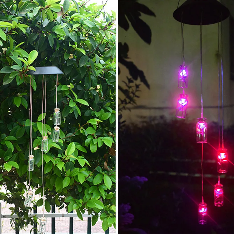 Solar Color-Changing Wind Chime Light LED Garden Hanging Spinner Lamp Color Changing Wind Chime Light Luces 40JUN259