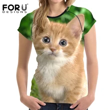 Forudesigns/женские футболки Фитнес Спорт Для женщин Kawaii сиамская кошка печать тренер Бег короткий рукав пот Рубашки для мальчиков Футболки-топы