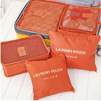 

ABDB HOT 6pcs/set Fashion Double Zipper Waterproof Polyester Men and Women Luggage Travel Bags packing cubes