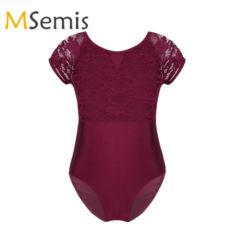 

Kids Girls Ballet Leotard Swimsuit for Gymnastics Gymnastics Leotard Girls Floral Lace Bowtie Shaped Back Dance Jumpsuit for Kid