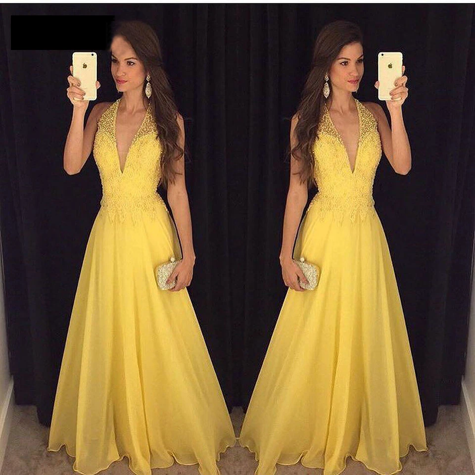 

V neck Elegant Evening Dresses Chiffon With Lace Formal Dress 2019 New Year Wedding Party Dress Vestido De Noiva