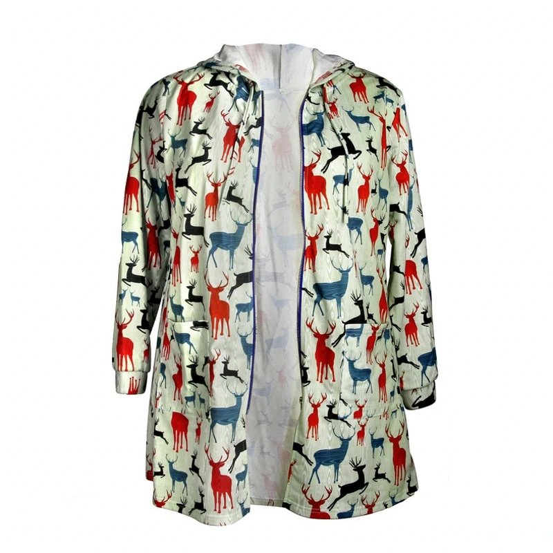 

2018 Winter New Round Collar Leisure Loose Hoodies Snowflake Deer Printing Christmas Sweatshirts Large Size Women's Clothing