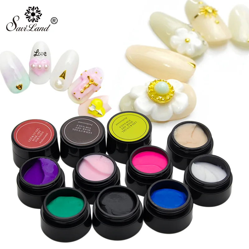 

Saviland 1pcs 3D Sculpture Carved Glue Nail Gel Varnish Modelling Decor 12 Colors Painting Adornment Tools Gel Nail Polish