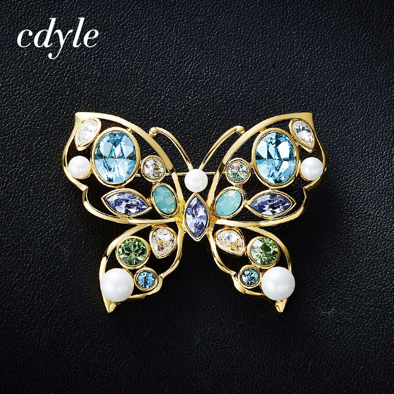 Cdyle, украшенные кристаллами, броши для женщин, стразы, модные ювелирные изделия, элегантная Роскошная бабочка, Модный шик