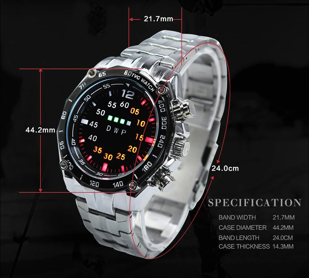 Sport Watches Clock Led Steel 1