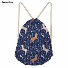 Coloranimal лошадь шнурок сумки Для детей для девочек-подростков Mochilas Рюкзак Школьные сумки 3D милые животные Дизайн мешки для хранения