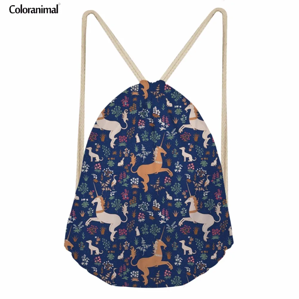 Coloranimal Horse Drawstring Bags Children Kids Teenager Girl Mochilas Backpack School Bags 3D Cute Animal Design Storage Bags
