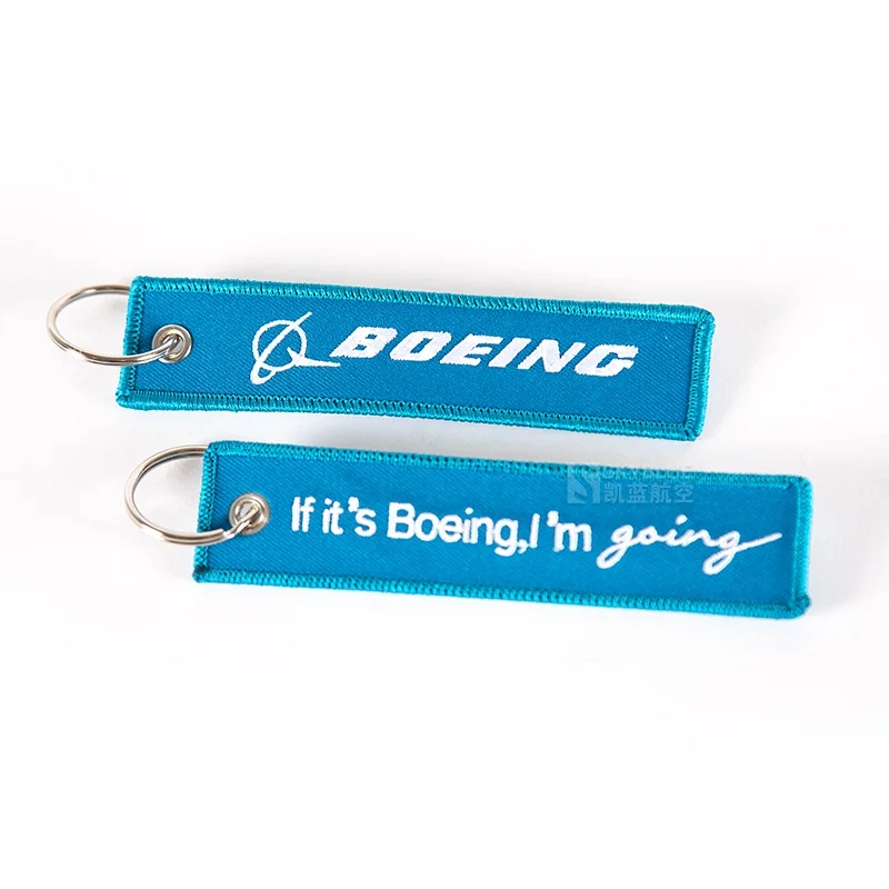 

New Boeing Logo TravelLuggage Tag Ring Sky Blue Color with Embroider, Bag Tag Gift for Flight Crew Pilot Aviation Lover
