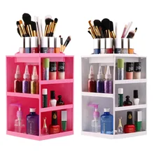 2017 Rotating Make Up Organizer Cosmetic Display Brush Lipstick Storage Stand Plastic Makeup Organizer Rotates 360 Degrees