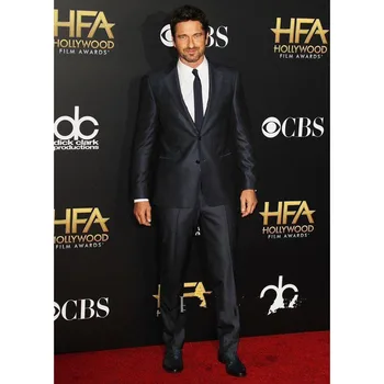 

The groom dress custom Gerard butler and party wedding men suit men's suits the groom mens suits (jacket + pants + tie)