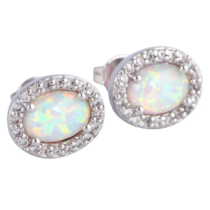 Bijoux Белые опаловые серьги серебро женские гвоздики Свадебная церемония Любовь