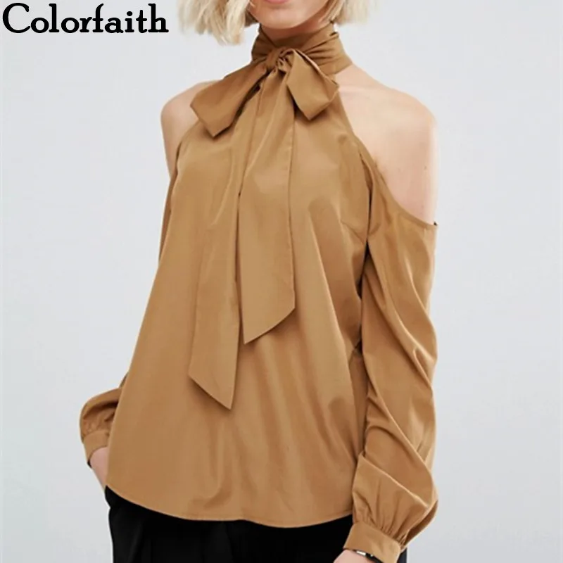 Colorfaith женские блузки 2018 сексуальные для девушек с открытыми плечами длинный