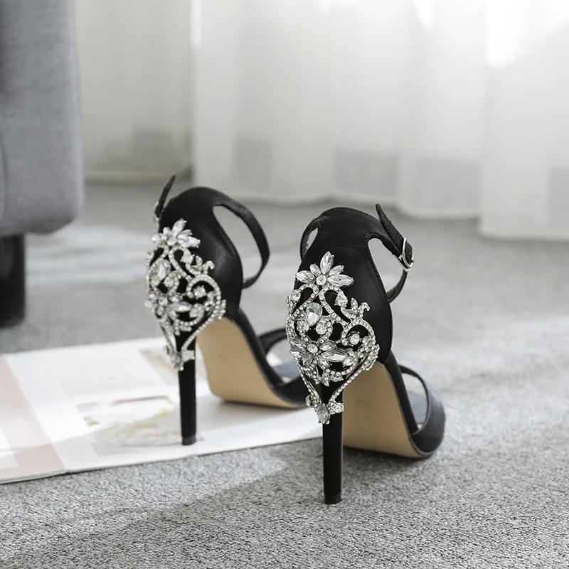 Пикантные женские босоножки Ctystal; женская обувь; роскошные босоножки на шпильке; большой горный хрусталь; Босоножки на каблуке 11,5 см; Прямая ; ZL-938-6