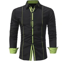 Мужская рубашка Весенняя новая брендовая деловая мужская приталенная рубашка мужская Повседневная рубашка с длинными рукавами camisa masculina Размер M-3XL