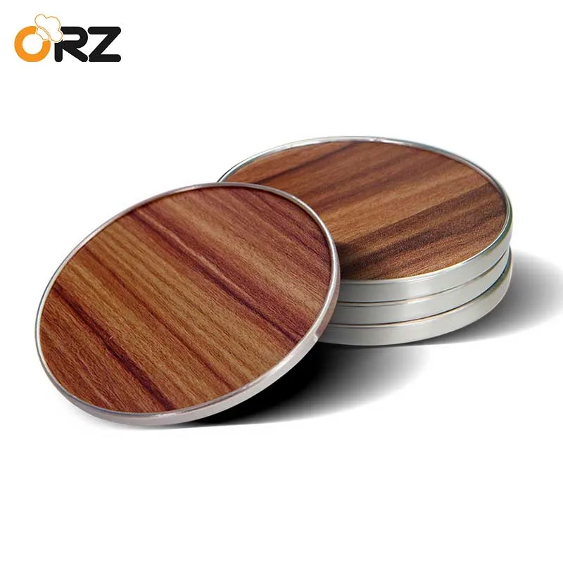 

ORZ 4PCS Wooden Mug Coasters Tea Coffee Cup Mat Table Decor Pad Heat Insulated Placemat Tablemat Tableware Kitchen Accessories