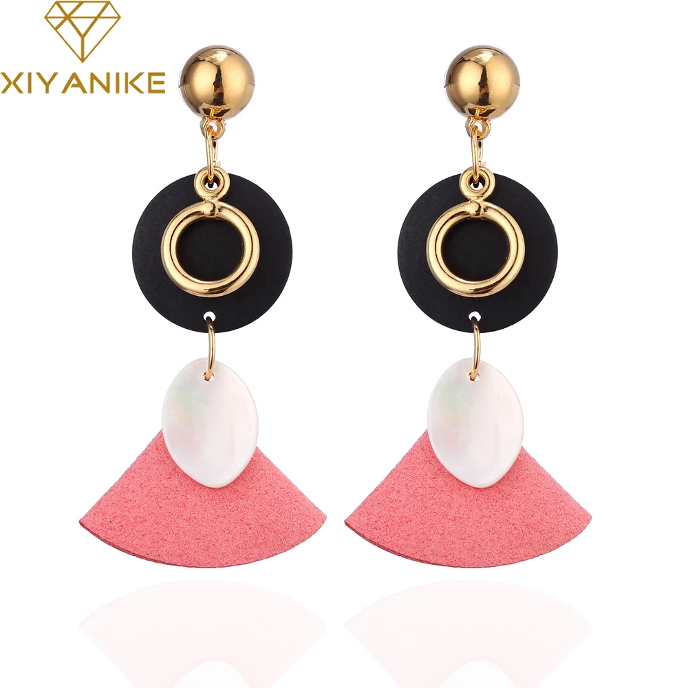 

XIYANIKE New Fashion Bohemian Ethnic Style Shell Wood Acrylic Earring Fashion Jewelry For Women Brincos Pendientes E810