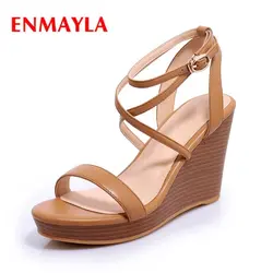ENMAYLA/Новое поступление, женские босоножки с перекрестной шнуровкой, с закрытой пяткой, с ремешком и пряжкой, женские летние однотонные