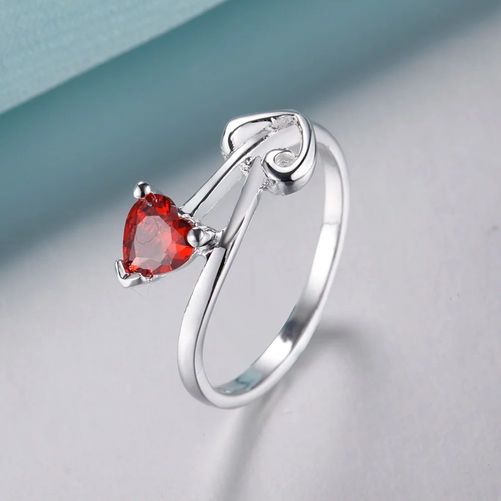 Серебряное кольцо с красным сердцем для женщин и мужчин|jewelry gift box|jewelry wedding giftsjewelry