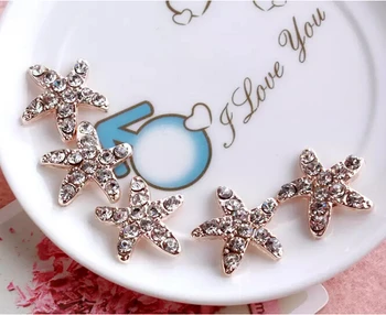 

50pcs 17mm Crystal Starfish Beads Buttons For Scrapbooking Craft Hair Clip Decor