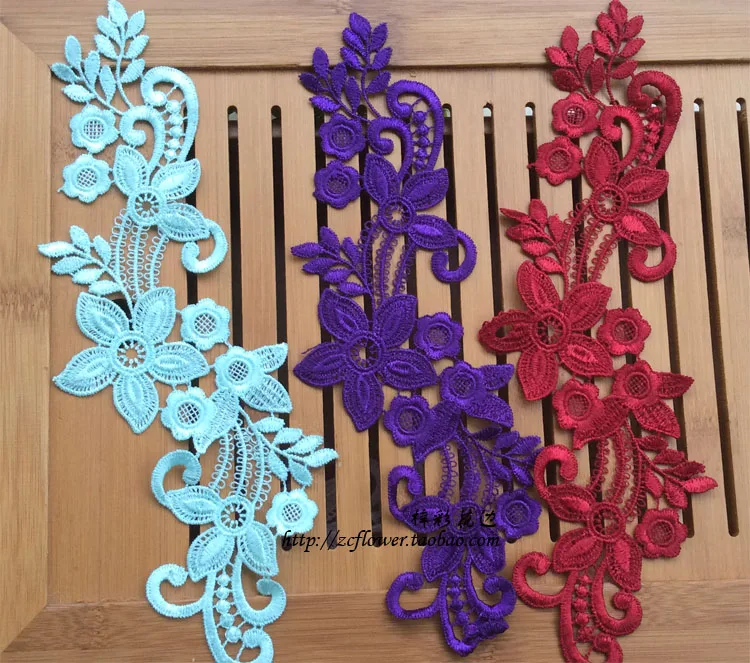 

venice lace trims flowers embroidery lace applique in stock 7 Colors Champagne Red Ivory Ice blue Nude pink Wine red Dark purple