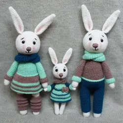 Вязаные игрушки amigurumi bunny family