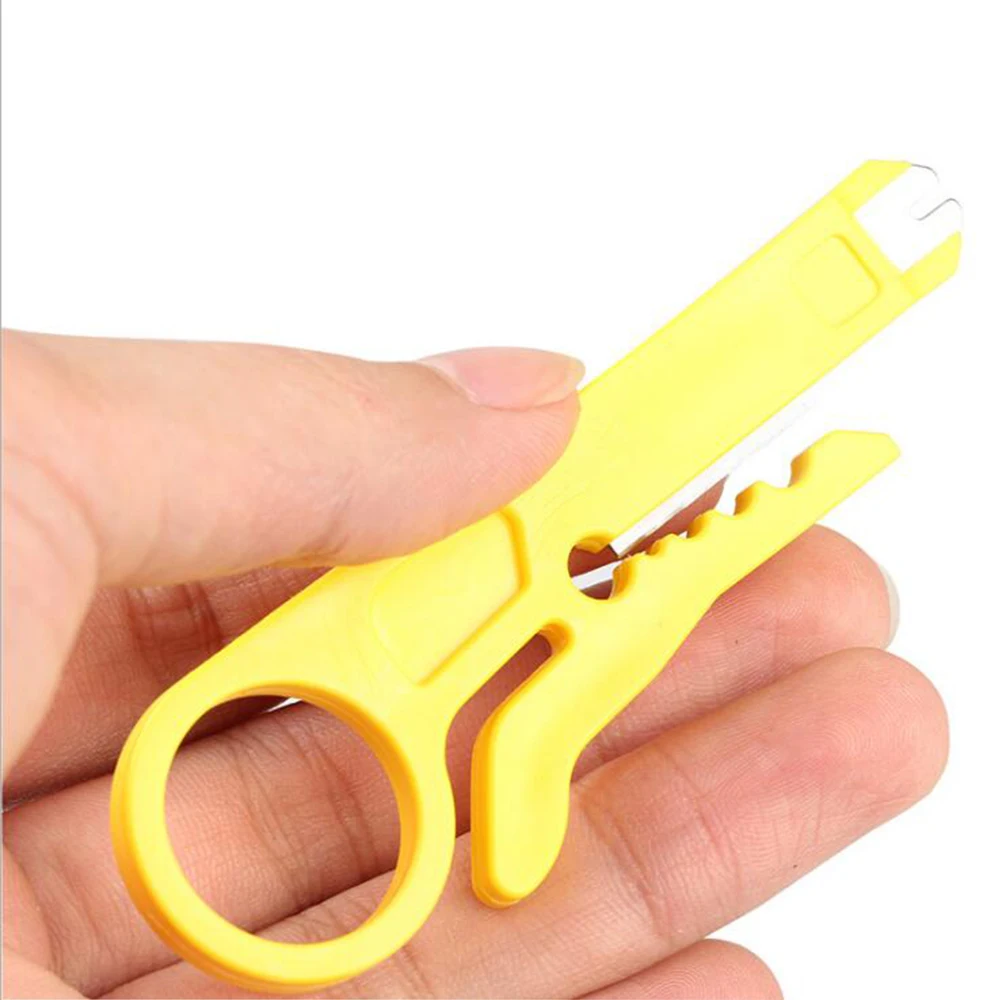 

One Piece Yellow Mini Portable Wire Stripper Knife Crimper Pliers Crimping Tool Cable Stripping Wire Cutter Multi Tools