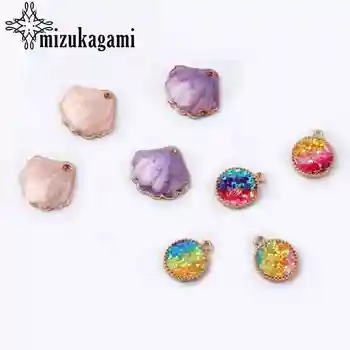 

Enamel Charms Pink Purple Shell Laser Flash Charms 10pcs/lot For DIY Fashion Earrings Jewelry Making Accessories