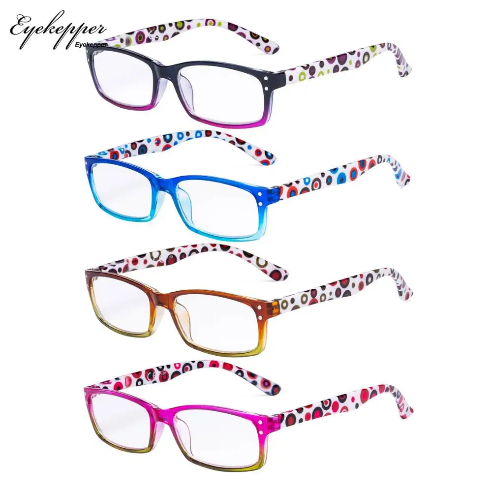 

R103P Eyekepper Ladies Reading Glasses 4 Pack Cute Dot Pattern Temples Readers Women