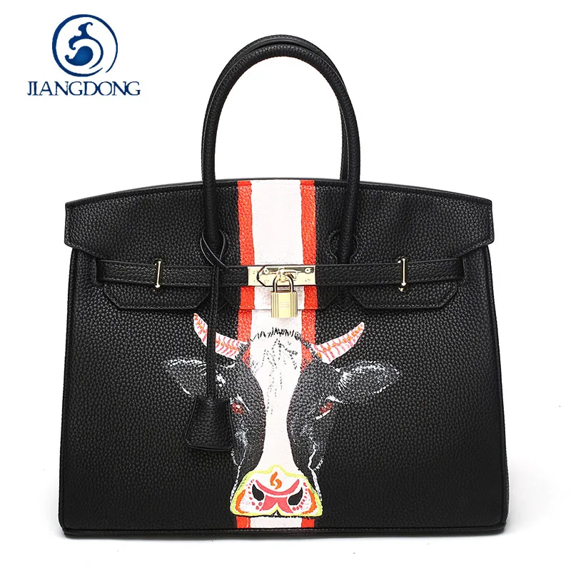 

2019 Luxury Handbags Women Bags Designer European High Quality PU Leather Litchi Grain Custom Graffiti Bag Black Gold Hardware