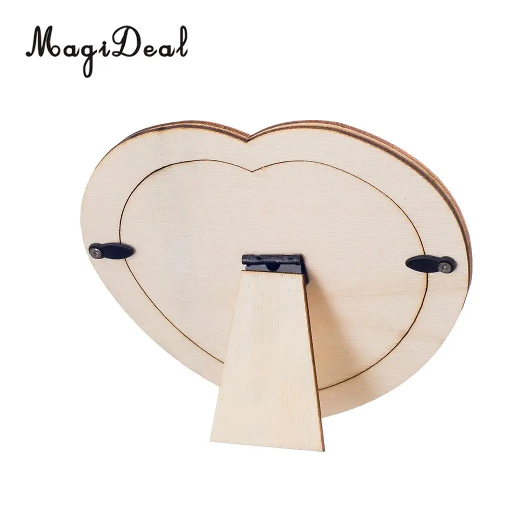 MagiDeal Wooden LOVE HEART Photo Frame DIY Picture Frame Art Craft Base Photo Frame Wedding Child Birthday Gift