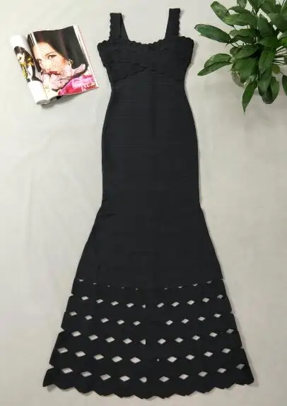 Одежда высшего качества Роскошная пикантная обувь с ремешком на Макси длинное облегающее платье для Для женщин вязаный эластичный вечерние платья - Цвет: Черный